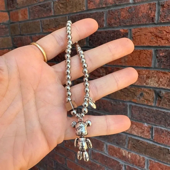 Anthropologie Stainless Steel Bear Love Peace Heart Bracelets - Picture 8 of 11